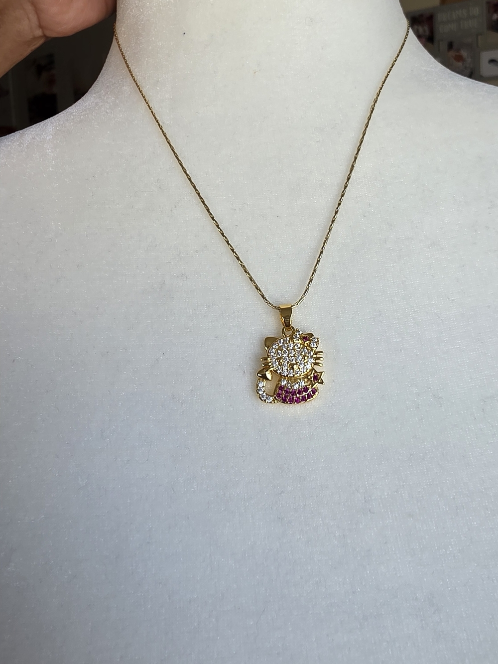 Cadena Con Dije Hello Kitty Oro Laminado 14k